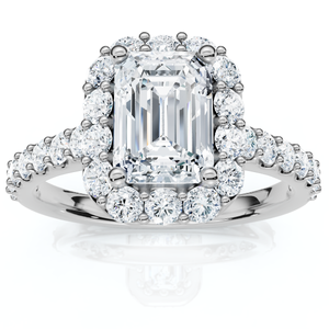 1 3/4Ct Emerald Cut Diamond Halo Engagement Ring 10k Gold Lab Grown (F-G, VS)