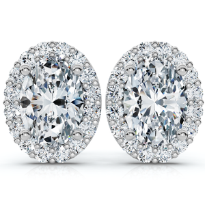 2 1/2Ct Oval Diamond 14k Gold Lab Grown Halo Earrings (E-F, VS)