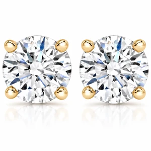 1 1/4 Ct Diamond Screw Back Studs 14k Yellow Gold Lab Grown (I-J, VS)