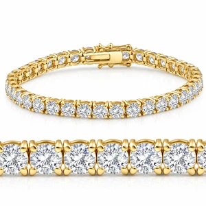 13Ct Round-Cut Diamond Tennis Bracelet 14k Yellow Gold 7" Lab Grown (F/VS) (F-G, VS)