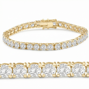 13Ct Round-Cut Diamond Tennis Bracelet 14k Yellow Gold 7" Lab Grown (F/VS) (F-G, VS)