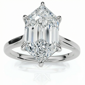 Certified 3Ct Vireo Elongated Hexagon Diamond Engagement Ring 14k Gold Lab Grown (E-F, VS2-SI1)