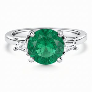 3Ct Emerald & Diamond Engagement Anniversary Ring Gold Lab Grown (E-F, VS)