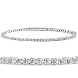 Certified 2Ct F/VS Diamond Flexible Oval Bangle Bracelet White Gold Lab Grown (F-G, VS)