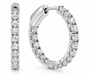 2.05Ct Diamond Inside Outside Hoops 14k Gold Women's Earrings Lab Grown 1" Tall (E-F, VS)