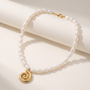 Athena 18" Pearl 18k Yellow Gold Plated Pendant Necklace
