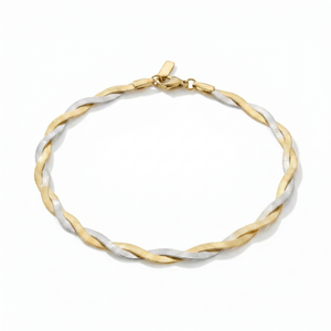Amina Anklet 18k Mixed Metal 10" 6mm Total Width Herringbone Chain