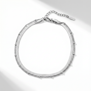Stefanie Anklet Silver Plated 9.25" with 1.5" Extender
