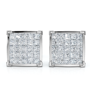 1 Ct Diamond Princess Cut Screw Back Studs Womens Earrings 10k White Gold (I-J, I2-I3)