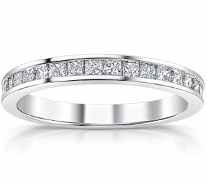 1/2ct Diamond Princess Cut Channel Set Wedding Ring 10k White Gold (H-I, I1)
