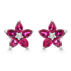 2.19Ct Ruby & Diamond Alexa Earrings 14k White Gold Lab Grown (F-G, VS)