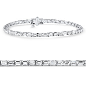 7Ct Emerald Cut Diamond East West Tennis Bracelet 14k White Gold Lab Grown (E-F, VS)