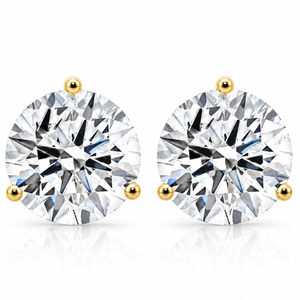 Certified 8 Ct tw 14k Yellow Gold Lab Grown Round-Cut Diamond Martini Studs (F-G, VS)