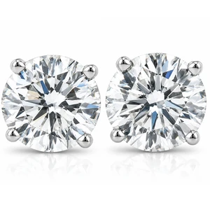 2 Ct TW Round Lab Grown Diamond Studs 14K White Gold With Screw Backs (G-H, VS2-SI1)