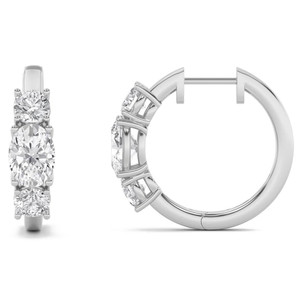 2 1/2Ct Diamond 3-Stone Hoops 14k White or Yellow Gold Lab Grown 5/8" Tall (E-F, VS)