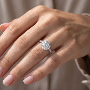 1 3/8ct Halo Diamond Engagement Ring 14K White Gold (G-H, I1)