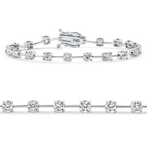 5Ct Spaced Diamond Tennis Bracelet 14k Gold Lab Grown 7" (F-G, VS)