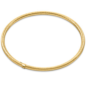 18K Gold Plated Silver Textured 3mm Slip-On Bangle Bracelet