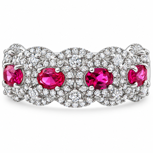 1.43Ct Ruby & Diamond Ring 10k White Gold Lab Grown (E-F, VS)