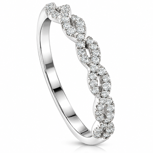 1/4 Carat (ctw) Round White Diamond Ladies Swirl Wedding Ring 10k White Gold (H-I, I1)