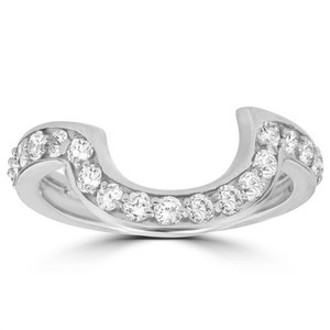1/2 cttw 14k White Gold Diamond Curved Contour Band For Forever Us 2 Stone Ring (G-H, I1)