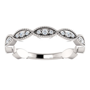 1/5ct Diamond Wedding Ring Womens Stackable Anniversary Ring 14k White Gold