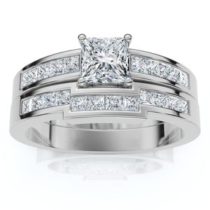 1ct Princess Cut Channel Set Diamond Wedding Engagement Ring 14K White Gold (G-H, VS2-SI1)