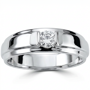 1/6CT Mens Diamond Solitaire Ring 10K White Gold (H-I, I1)