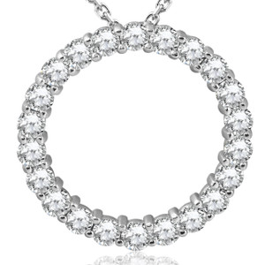 5ct Diamond Circle Pendant 14K White Gold Lab Grown (G-H, VS2-SI1)