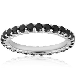 1 1/2ct Black Diamond Eternity Ring 14K White Gold (Black, )