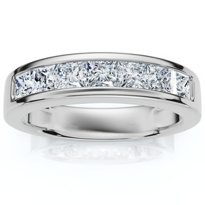 1.5ct Princess Cut Mens Diamond Wedding Ring 14K Gold