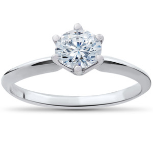 1/3 ct Solitaire Diamond Engagement Ring 14k White Gold (G-H, I1)