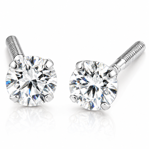 1/4 Ct Diamond Screw Back Studs 14k White Gold Lab Grown Eco Friendly (G-H, SI)