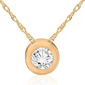 14K Yellow Gold 3/4ct Round Bezel Real Diamond Pendant (G-H, I1)