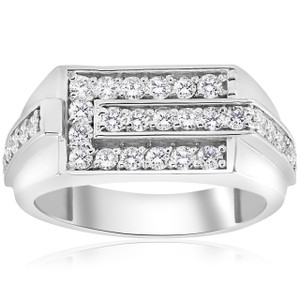 3/4ct Diamond Mens Wedding Ring 10k White Gold (G-H, I1)