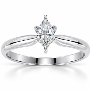 1/4ct Solitaire Marquise Diamond Engagement Ring 14K White Gold (G-H, I1)