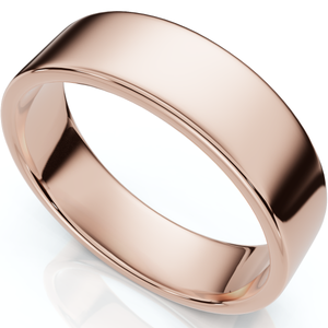 6mm Flat High Polished Plain Wedding Band 14K Rose Gold