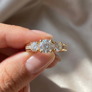 2ct Diamond Three Stone Engagement Ring 14K Yellow Gold Channel Set Round Cut (G-H, I1)