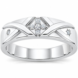 Mens Diamond Cross Ring 14K White Gold (H-I, I1)