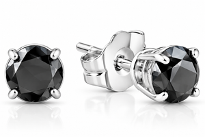 1 1/2ct Black Diamond White Gold Earrings 14K White (Black, I2-I3)