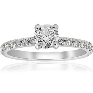 3/4ct Diamond Engagement Ring French Pave Set 14k White Gold (H-I, I1)