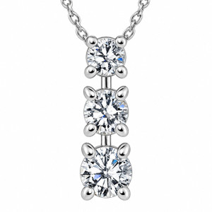 1/2ct 3-Stone Diamond Pendant 14k White Gold (G-H, I1)
