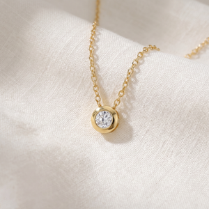 1/2ct Round Solitaire Bezel Diamond Pendant 14k Yellow Gold (G-H, I1)