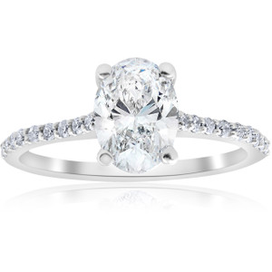 1.20Ct Oval Diamond Engagement Ring with Side Stones 14k White Gold lab Grown (F-G, VS)