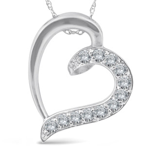 1/2ct Diamond Heart Pendant 10K White Gold (G-H, I1)