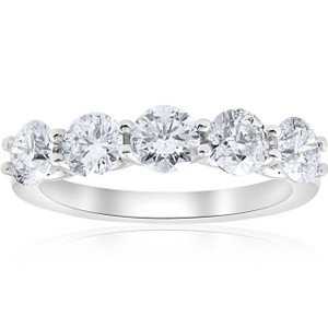 2cttw Diamond 5 Stone U Prong Wedding Round Cut Ring 14k White Gold (H-I, I1)