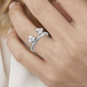 1/3CT Diamond Ring Wrap Style Wedding Ring 14K White Gold (I-J, I1)