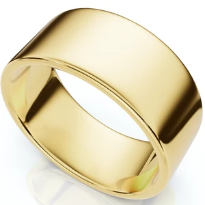 9mm Flat High Polished Wedding Band 14K Yellow Gold