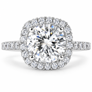 1 3/4 CT Halo Diamond Engagement Ring Round Cut 14K White Gold (G-H, SI)