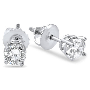 3/4ct Diamond Studs Screw Back 14K White Gold (G-H, I1)